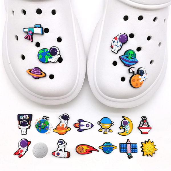 20 Pieces 3D Clogs Sandals Ornaments(Astronaut Series),Shoe Char