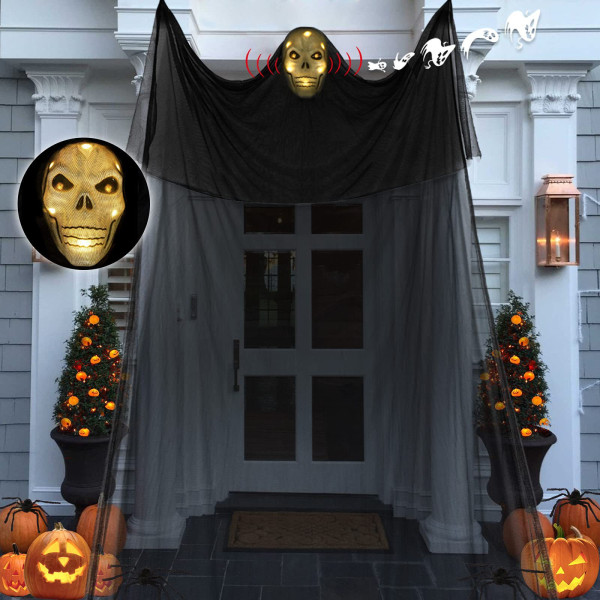 Halloween röstaktiverad lysande stor hängande spökdekoration