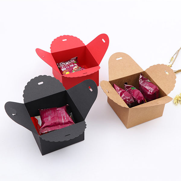 Svart presentask i kraftpapper (10-pack) - 12 x 12 x 5 cm