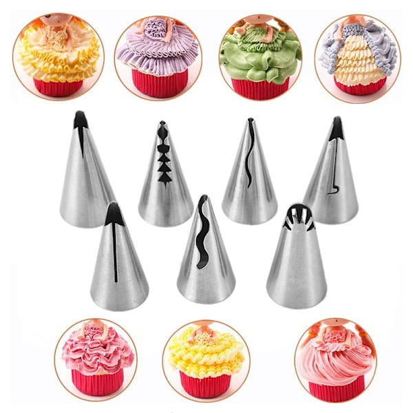 7pcs Stainless Steel Piping Tips Peaceful Sugar Icing Tips Pastr