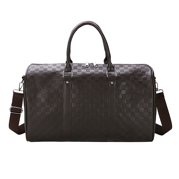 Rejsetaske - PU Læder Duffel Weekender Tote - Bærehåndtag - Stor Gymtaske Bagage til Rejser, Sport & Udendørs (brun)