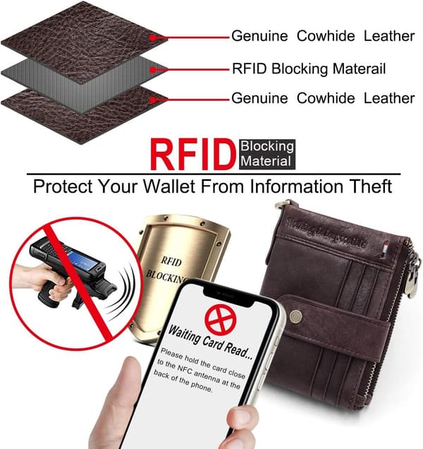 Herr plånbok i äkta läder RFID-blockerande herr plånbok med myntficka