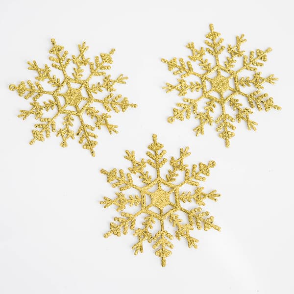 12-10cm Set av glittrande snöflingor hängande prydnader - Christm