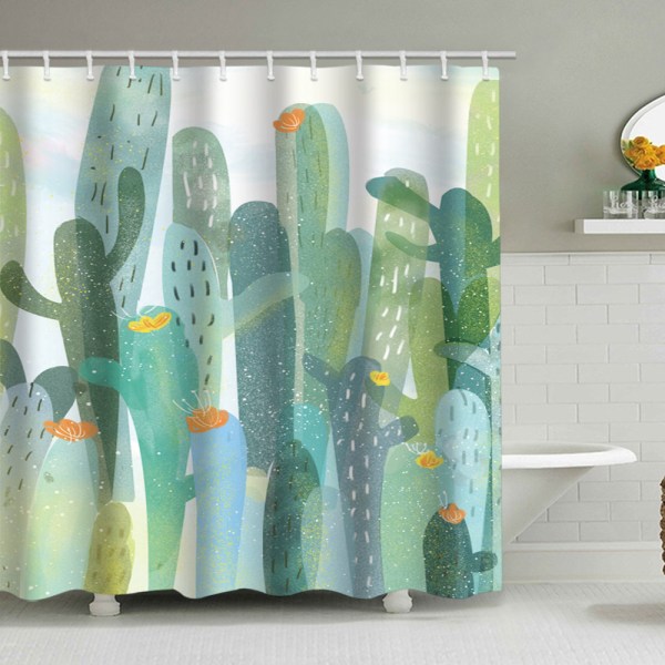 Illustration Cactus Duschdraperi, med 12 plastkrokar 180*180cm