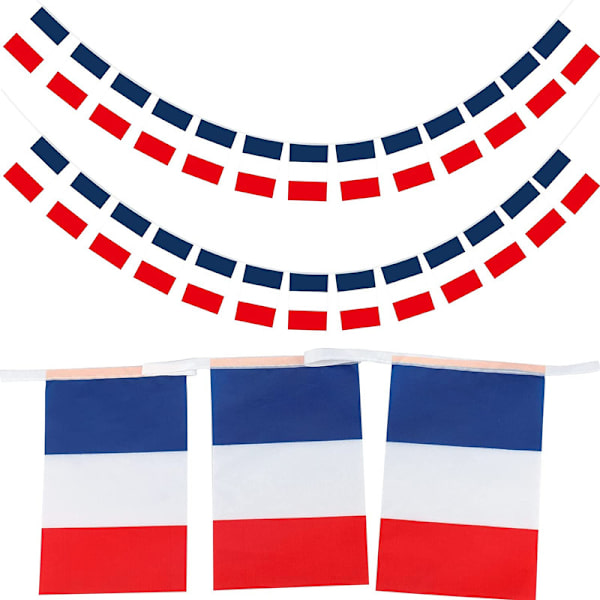 80 franske flagg 14 x 21 cm, 20 meter girlander nasjonalflagg bannere