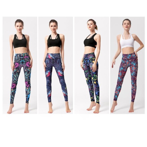 Højtaljede hofteløft yoga trænings fitness leggings - HK266 S