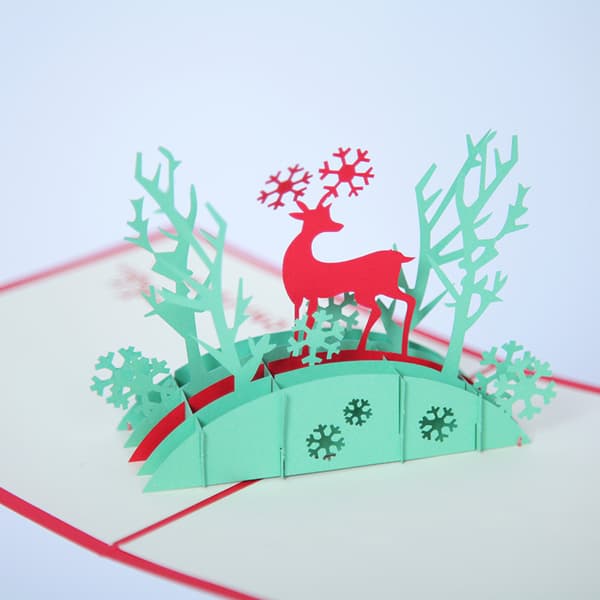 5 stk julekort med kreativ 3D julehilsen