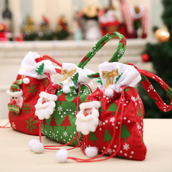 3 juledekorasjoner Ny Santa Claus gavepose julegave