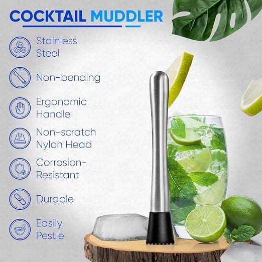 Cocktail muddler i rustfritt stål, cocktail muddler, limepresser