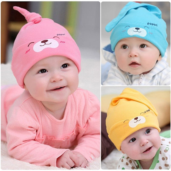 Baby Varmt Knyttet Søvn Hue 3stk, Blå, Pink, Gul, En Størrelse