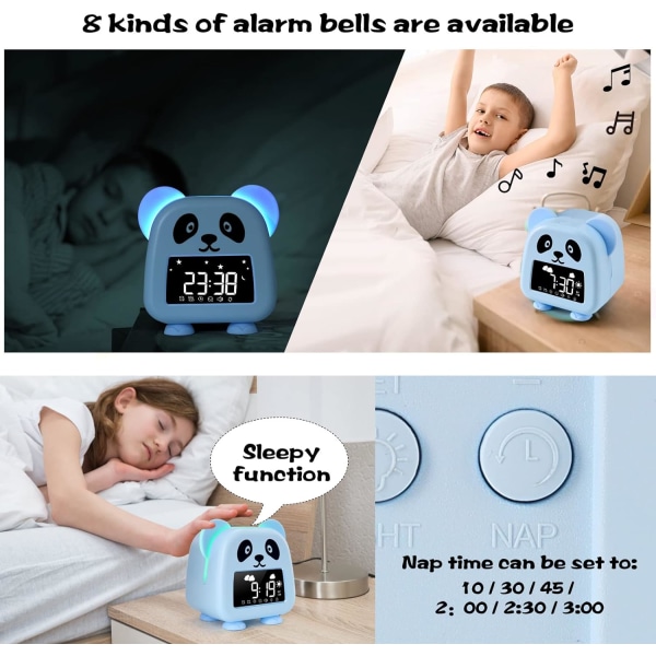 Väckarklocka för barn, Sömntränare för barn med inbyggt nattljus-