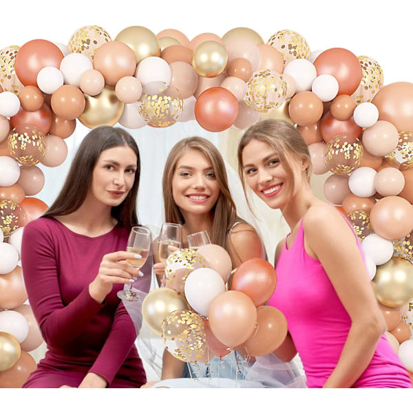Blush Ballonger Girlang Båge Kit 12\" 10\" 5\" Peach Rose Guld Paste