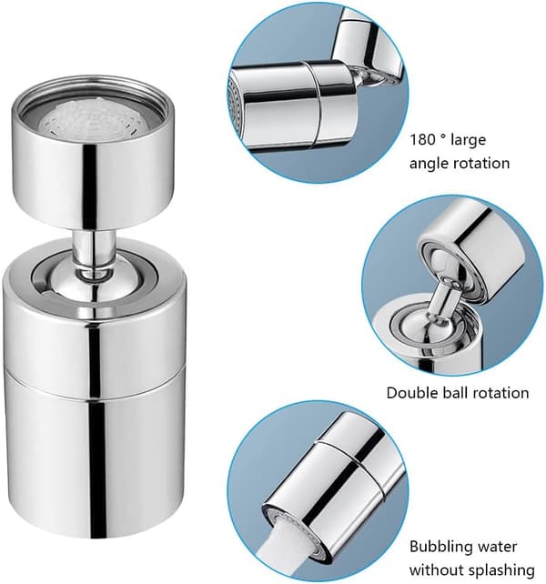 2 stk. svingbar kranlufter i messing med 2 spraymoduser justerbar Ae