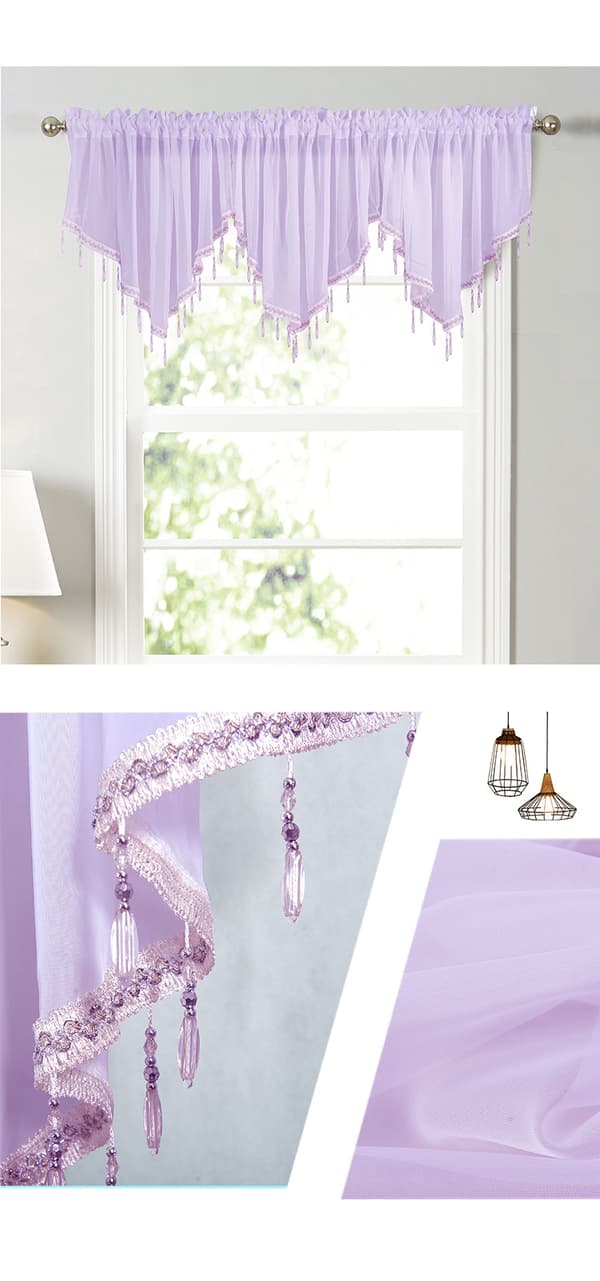 3 st triangulära gardinlängder genom stånggardiner Purple