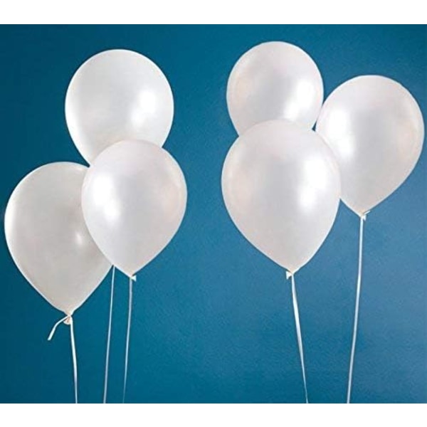 100st vit latexballonger - 10" vita ballonger - vit helium