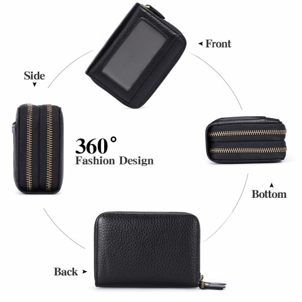 Kvinnors plånbok RFID-blockerande kreditkortshållare i läder,