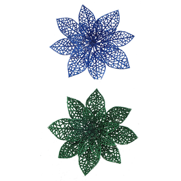 24 stk. Jule Poinsettia Glitter Juletræ Ornament C