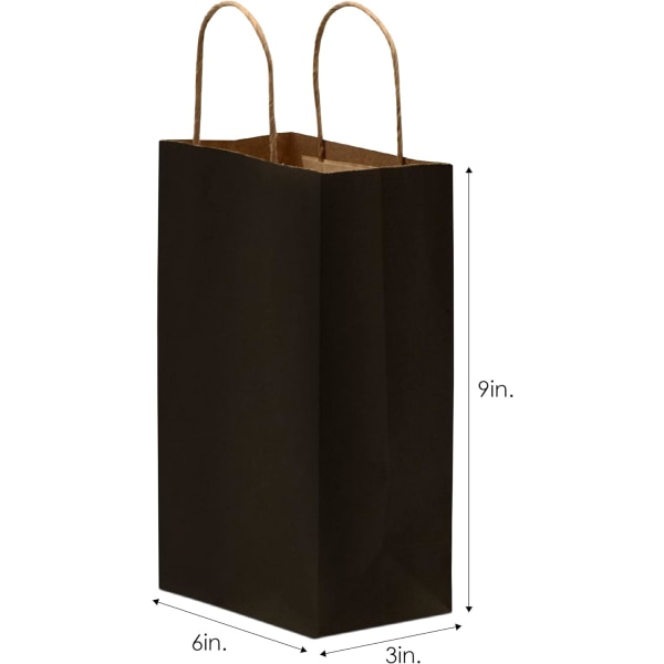 Sorte gaveposer med håndtak - 15*8*21cm Pakke med 30 små Kraft
