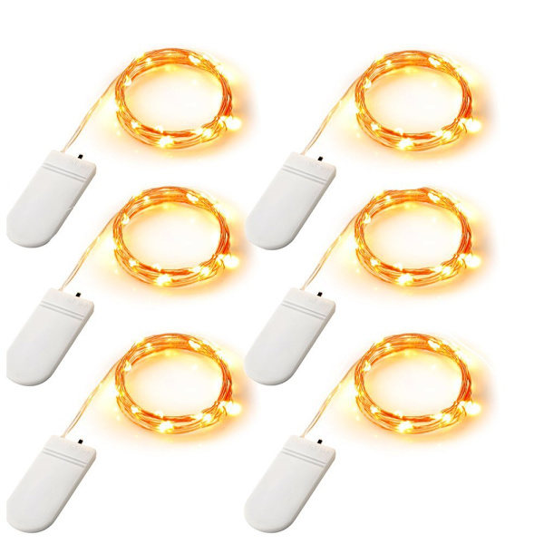 6 st Micro 2m 20 LED-lampor Batteridrivna ljusslingor