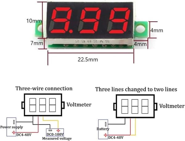 4 st Mini Voltmeter, Digital DC Voltmeter 0,28 tum, 0-100V DC P