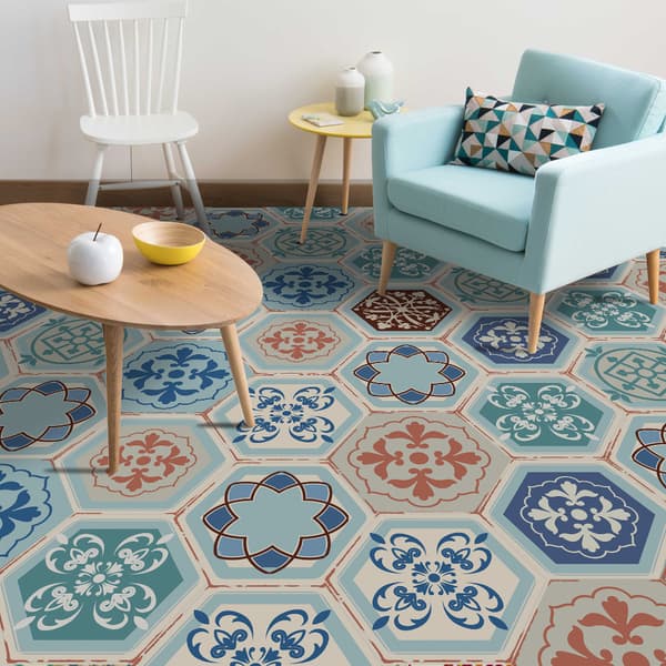 10 st Hexagonala Väggstickers Retro Mönster Sovrum Vardagsrum