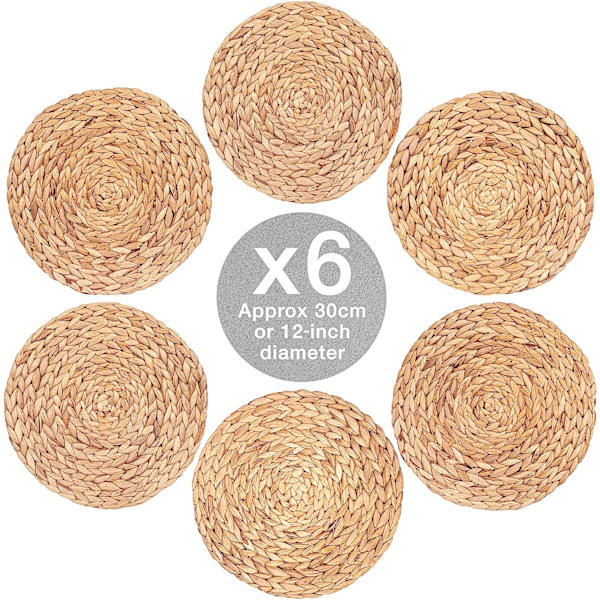 6 x 30 CM pyöreät vesihyasinttiset paikat, kudotut paju laadukkaat P