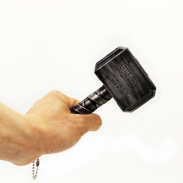 Sjov Hammer of Thor-formet ølflaskeåbner, Corkscrew Bevera