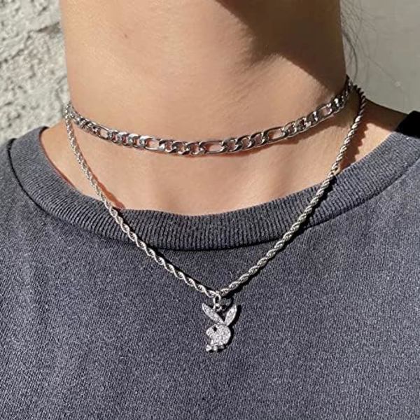 Stor kanin halskjede kanin anheng choker halskjede statement lang