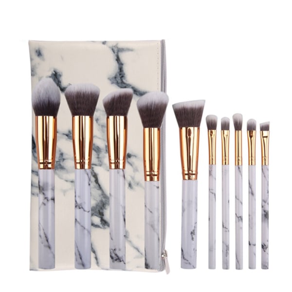 10 Makeup Brushes Marble Professional Makeup Brush Set Companion