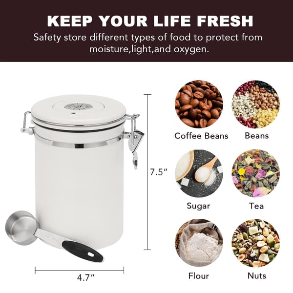 Rustfrit Stål Kaffebeholder med Dato til Opbevaring af Mad 1,8L