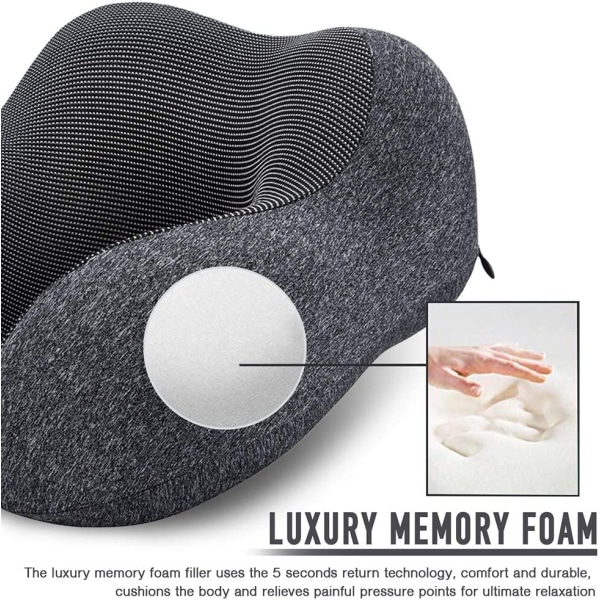 Rejse memory foam nakkepude med opbevaringspose, 13 farver Grey