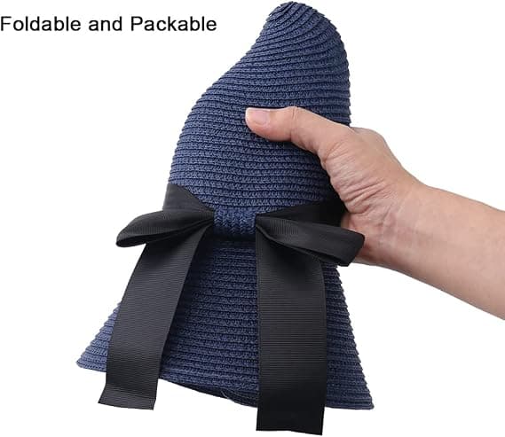 Halm Solhat til Kvinder Sommer Bowknot Strand Foldbare Hatte UV Pr