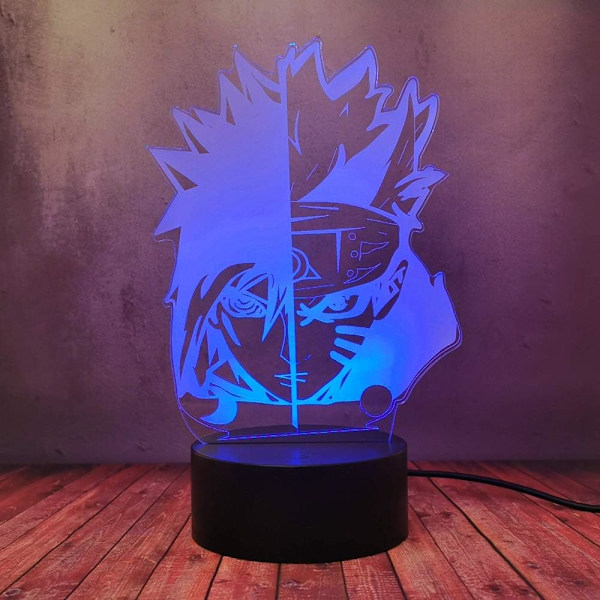 Itachi & Sasuke 3D-lampa, 7 färger 3D skrivbordslampa nattlampa Uzuma