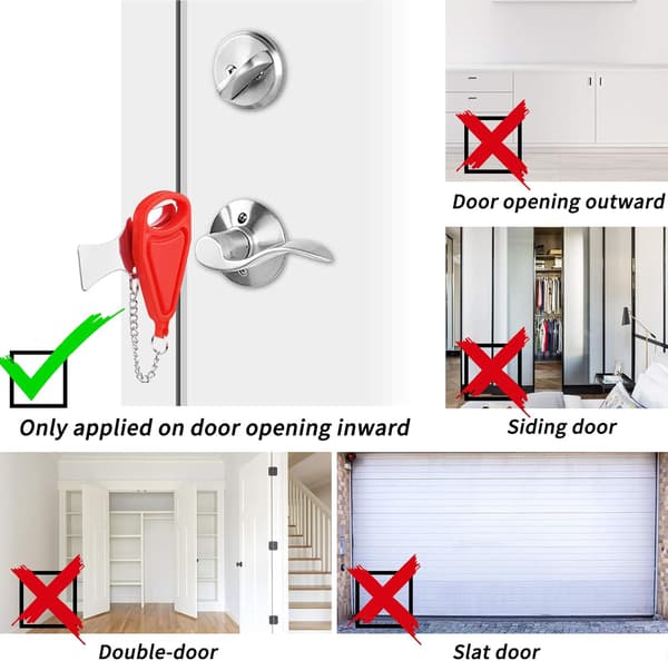 2-pack bärbar dörrlås för hotelldörr och dörr för extra säkerhet