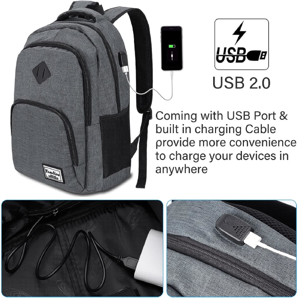 Vattentät datorryggsäck för affärsresor med USB-laddning