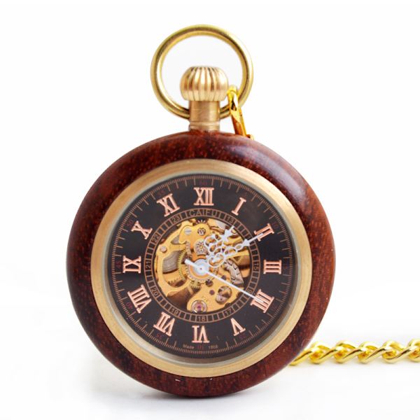 Lommeklokke - Steampunk Design 3D Damptog Mønster/Ren Kobber