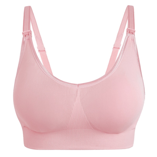 Myk justerbar trådløs bomull push up amme-BH - Rosa L
