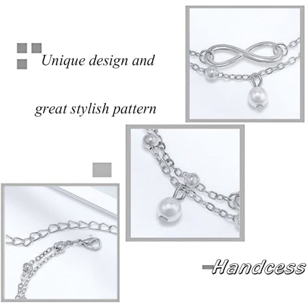 Handcess Boho Dobbelt Perle Ankelkæder Sølv Forever Ankelkæder