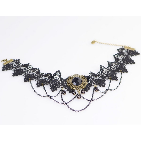 Halloween Gothic Black Lace Choker Halsband Tofs Choker Neckl