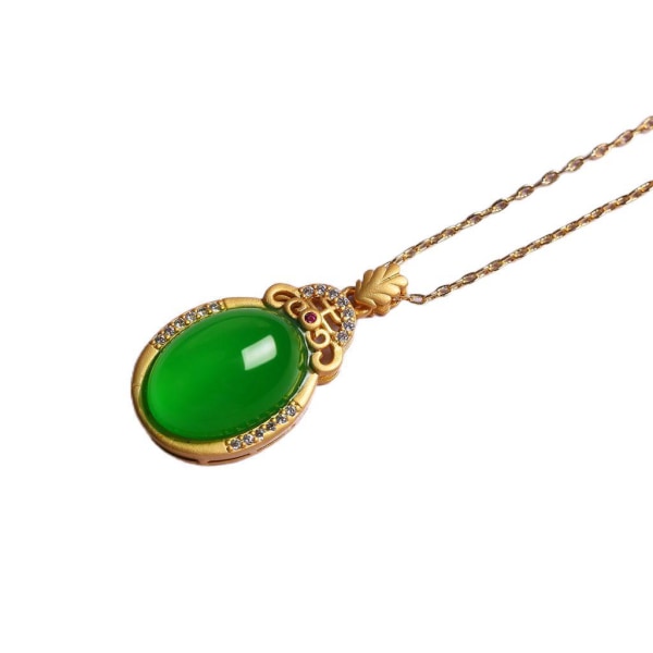 Mode kvinnor Jade smycken berlock hänge med 18K guldpläterad Ch