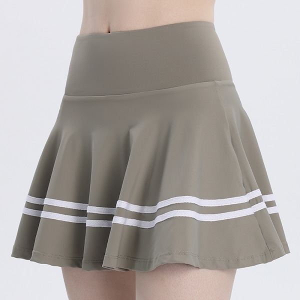Korkeavyötäröinen, anti-flight-urheilupliseerattu tennishame - Khaki S