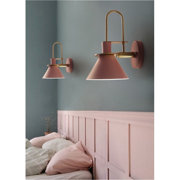 Enkel vägglampa vardagsrum kreativ bakgrundsvägg gångväg vägglampa Nordisk Macaron personlighet sovrum sänglampor (svart, grå)