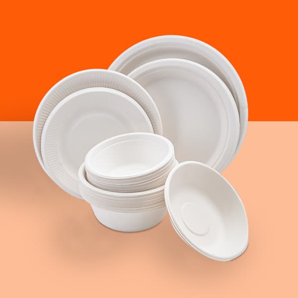 30 Biologisk nedbrydelige engangsskåle af sukkerrør, 350 ml - Solid, Rigi