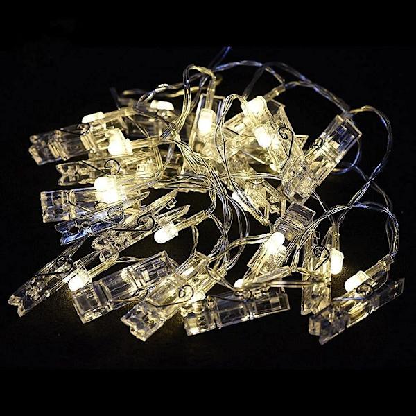 30 LED fotoklämmor ljusslinga batteridriven inomhus fe L