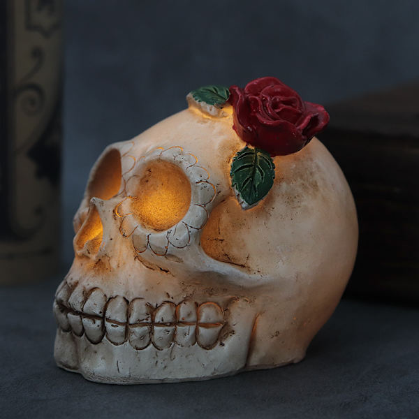 Halloween Skull Lights Ghost Festival Resin Skull Ornament LED E
