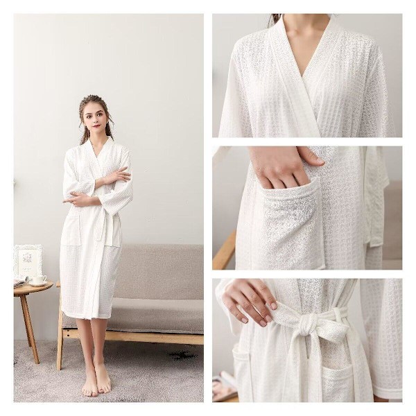 Dam Badrock Absorberande Badrock Solid Waffle Badrock Spa Hemklänning Nattklänning-Svart XL