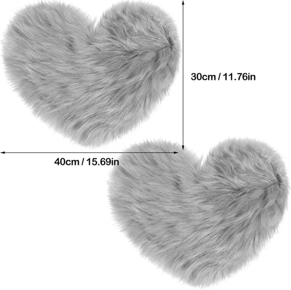 2 stk. Fluffy Faux Fluffy Tæpper Fluffy Hjerteformede Områdetæpper B