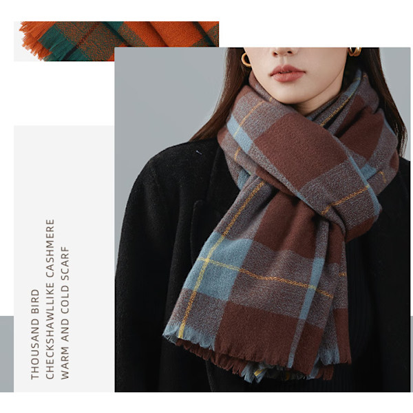 Hong Kong Retro Plaid Tørklæde Engelsk Stil Cashmere Tørklæde til Kvinder