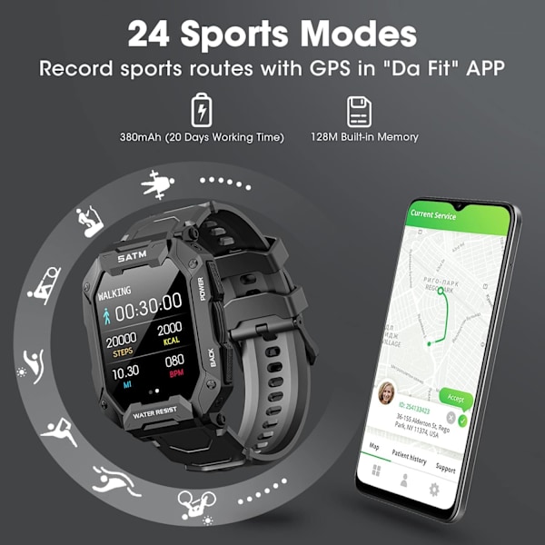 Militära Smartklockor för Män, 2022 Nyaste 1.71'' Smartwatch fo