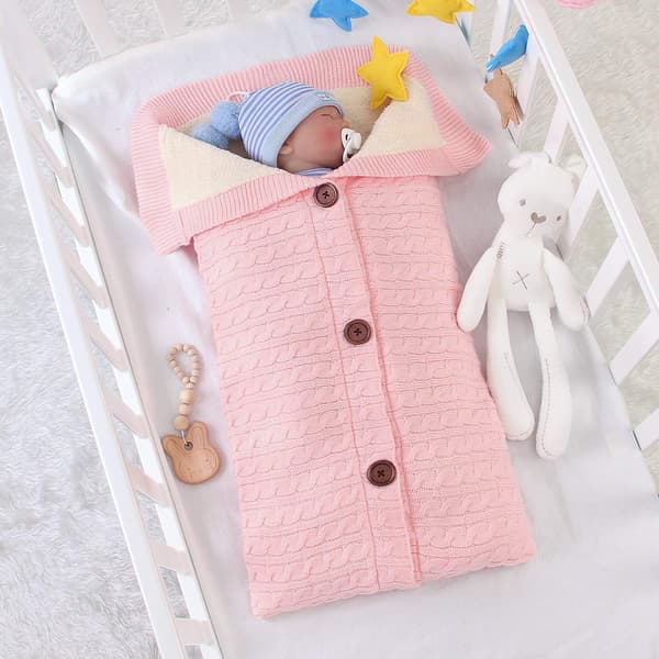 Vinter Babysovsäck Stickad Bomull Unisex Flicka Pojke Sovande